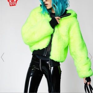 NWOT Club Exx Neon Fur Jacket